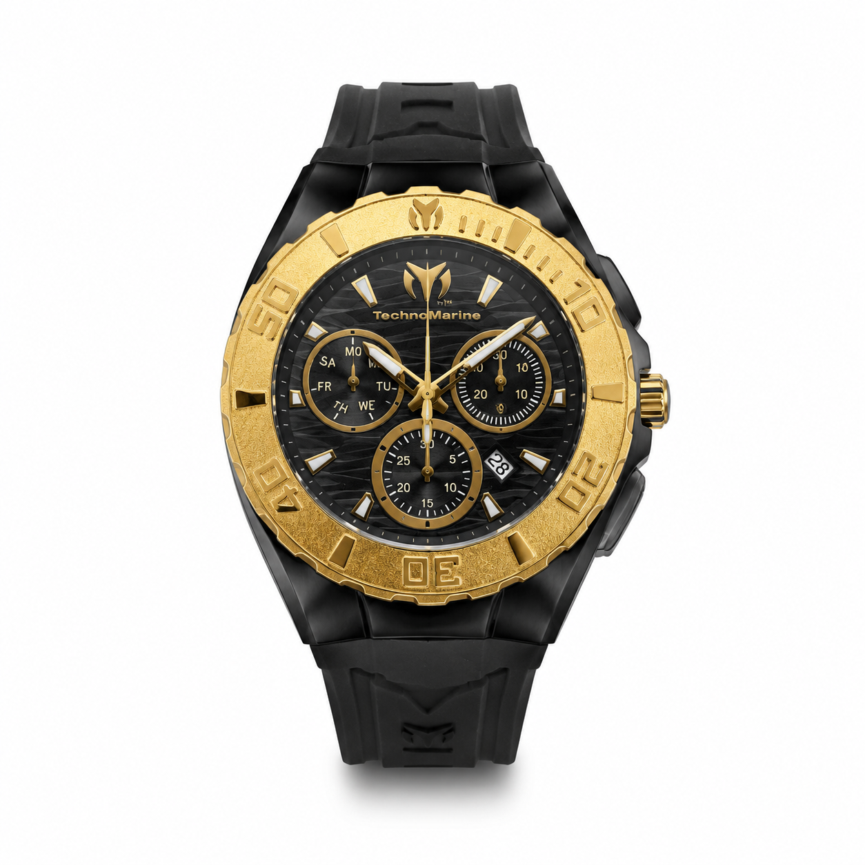Technomarine – Negro con bisel dorado