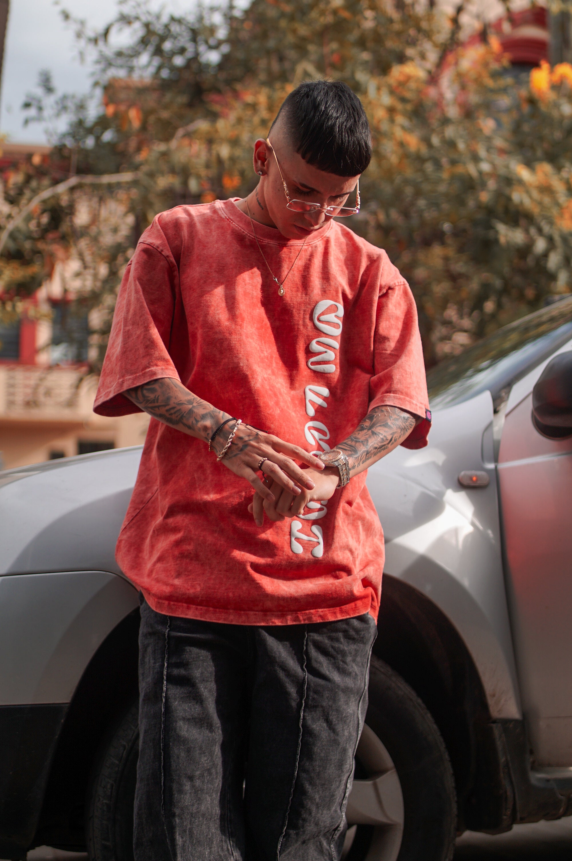 OVERSIZED T-SHIRT ORGANIC DESIGN ORANGE