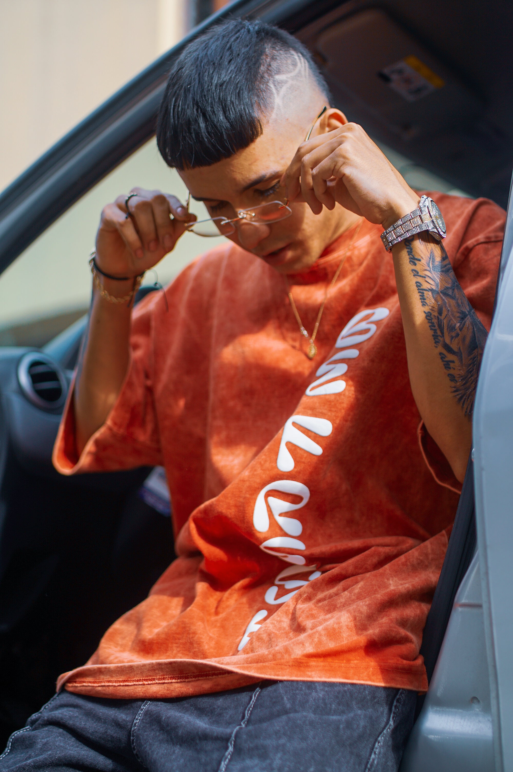 OVERSIZED T-SHIRT ORGANIC DESIGN ORANGE